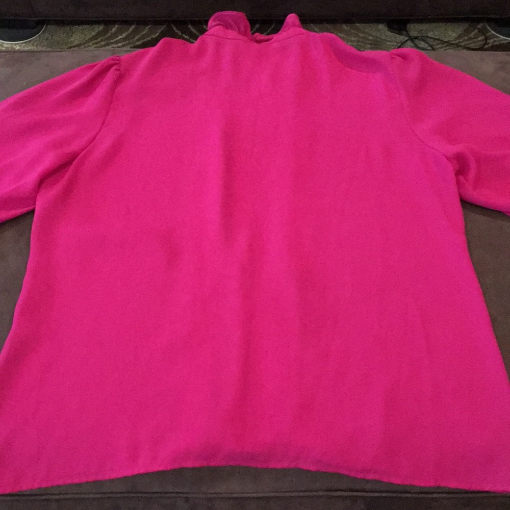 Sheer pleated, ruffle neck short sleeve blouse - Picture 4 of 6